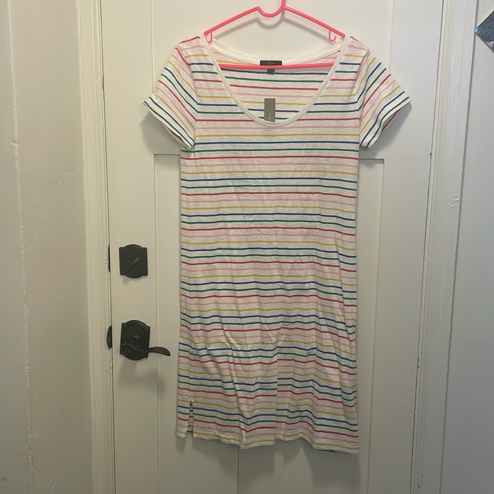 JCrew Rainbow Stripe T-Shirt Dress